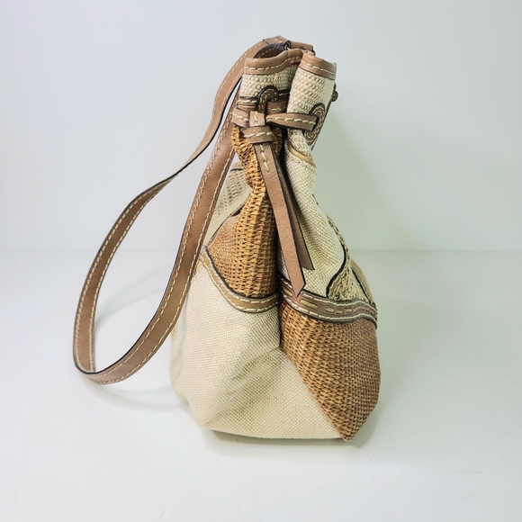 Fossil Patchwork Stitch Large Brown Clutch Crossbody Bag - Picture 4 of 13